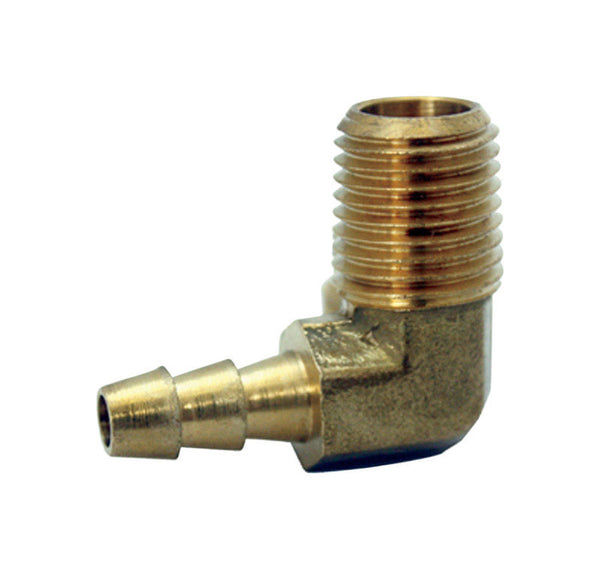 JMF Brass Hose Barb Elbow 1/4 in. Dia. x 1/4 in. Dia. Yellow 1 pk 4504643