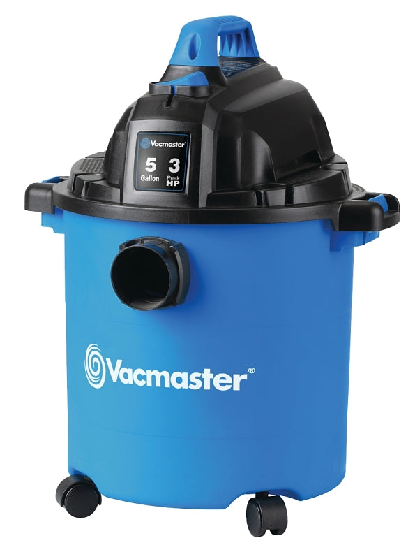 Vacmaster VJC507P 5-Gallon* 3 Peak HP** Wet/Dry Shop Vacuum, Blue, 5 gal