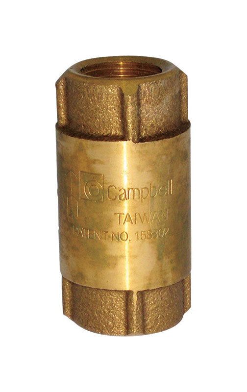 Campbell 1/2 in. FIP X 1/2 in. FIP Yellow Brass Spring Check Valve