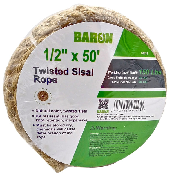 BARON MFG Rope SISAL 1/2IN X 50FT 53013