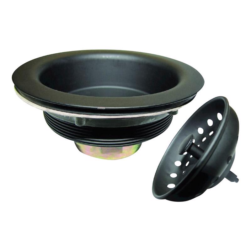 Plumb Pak K5414BLK Keeney Stainless Steel Kitchen Sink Strainer with Fixed Post Basket, Fits Standard 3-1/2-Inch Openings, 3-1/2 In. to 4 In, Black
