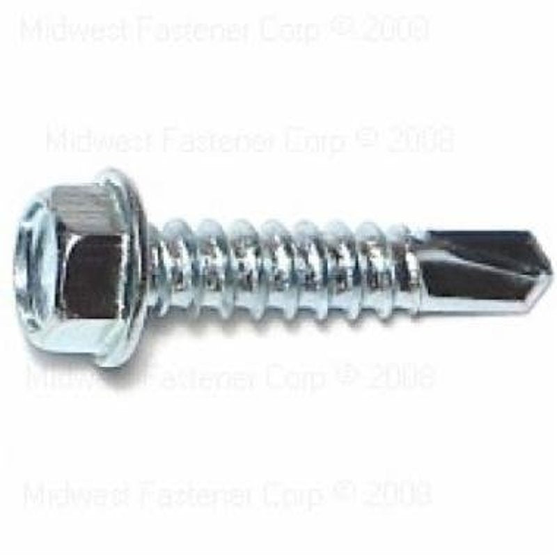 Zinc Plated Steel Hex Washer Head Self-Drilling Screws #14 x 1" by Fastener Line