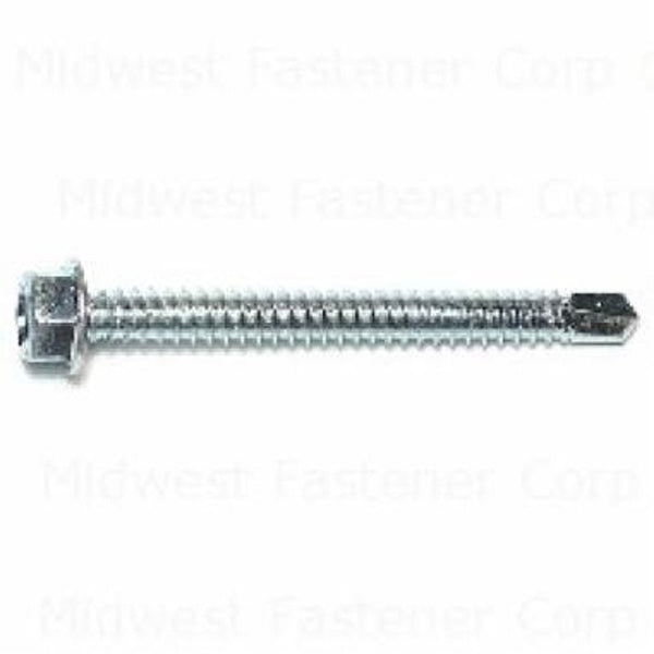 Midwest Fastener 10485 Screw, #14 Thread, 2-1/2 in L, Hex Drive, Self-Drilling Point, Steel, Zinc, 1 PK M10485