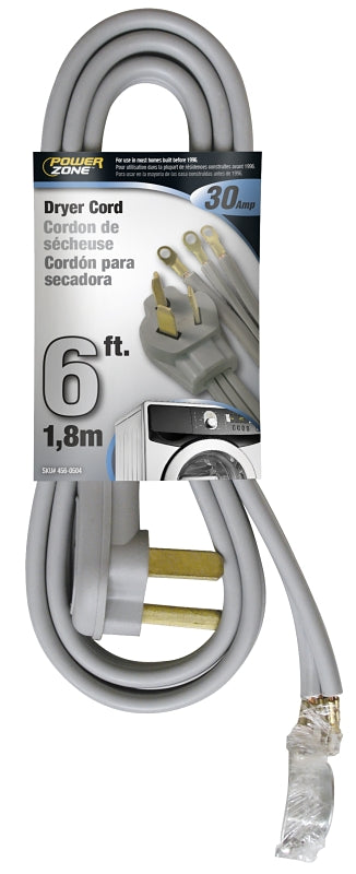 6/PACK POWER ZONE ORD100306 DRYER CORD 10/3 SRDT GRAY 6FT