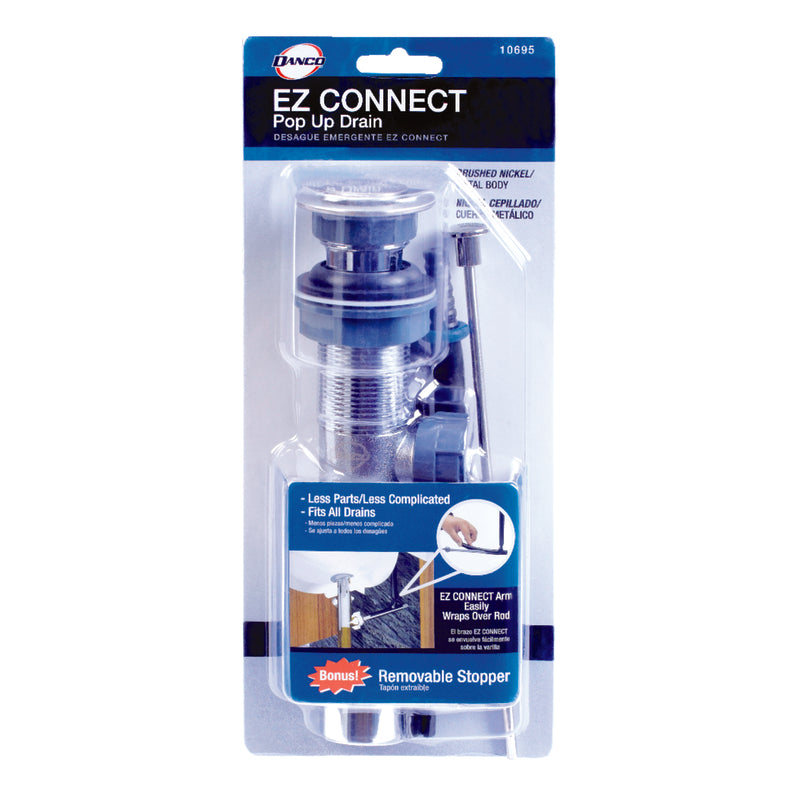 Danco Brass, Brushed Nickel, EZ Connect Pop Lavatory Drain, 10695X