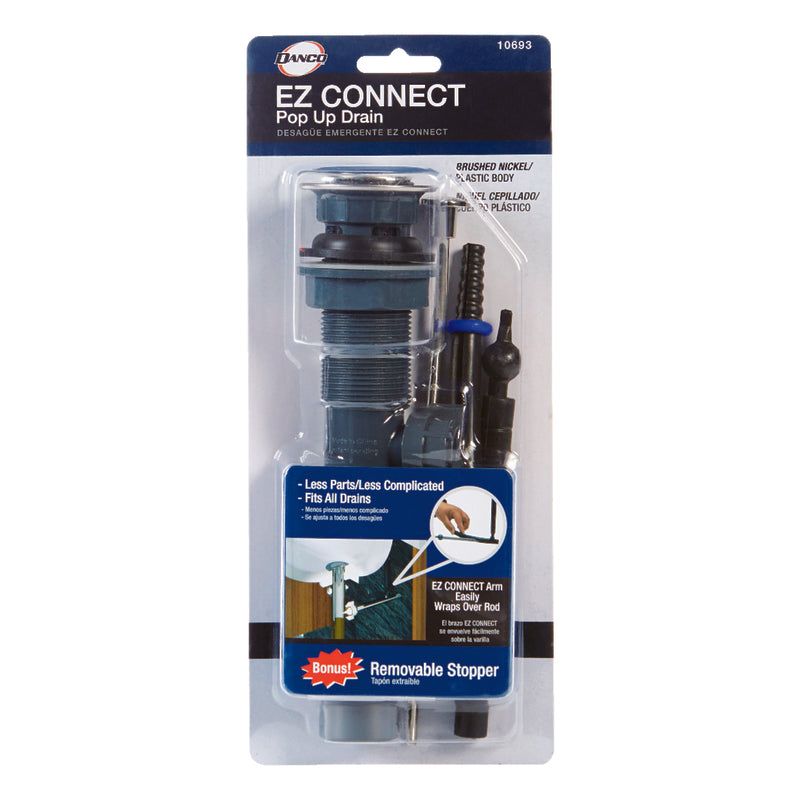 Danco Plastic, Brushed Nickel, EZ Connect Pop Lavatory Drain, 10693X