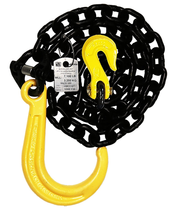 Ancra S-Line Grade 80, 3/8" x 10' Chain Assembly w/Grade 80 J-Hook, Bulk 50378-10-10