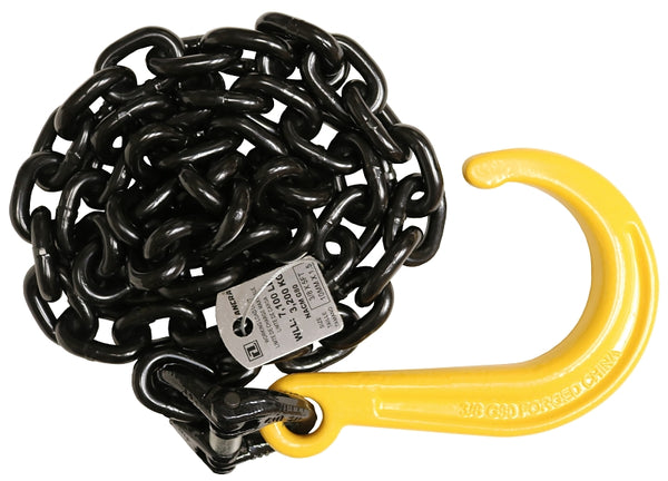Ancra Cargo 50739-10-05-2: Chain Assembly, G80, 3/8" X 5' W/8" J-Hook End and Open Opposite End, 2 Pk