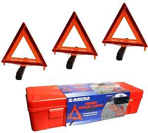 Ancra Cargo - Safety, Triangle Warning Kit, Ameca Certified (Plastic case containing 3 Reflective Folding Triangles)