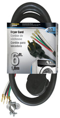 PowerZone ORD100406 Dryer Power Cord Black
