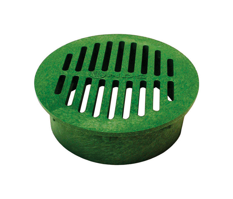 NDS 50, 6 In. Round Grate Drain Cover, Connects to Speed-D Catch Basin Drain,Drain Pipes & Fittings, for Small Lawns, Landscaping, and Patios,Green