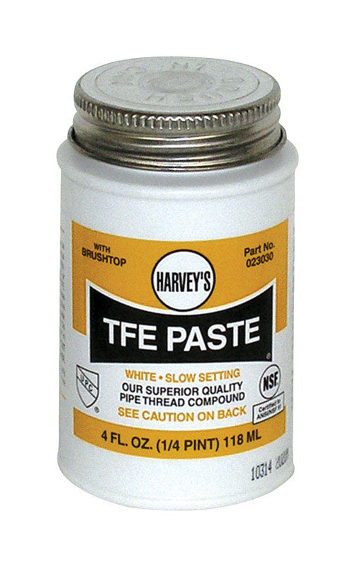Harvey 23030 Oatey 0 Pipe Thread Compound, 4 Oz, Brush top Plastic Jar, Liquid Paste, 1/4 Pint, White