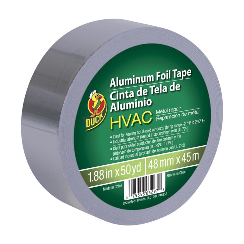 Duck Brand HVAC UL 723 Metal Repair Aluminum Foil Tape, 1.88-Inch by 50 Yards, Single Roll, Silver (240225)