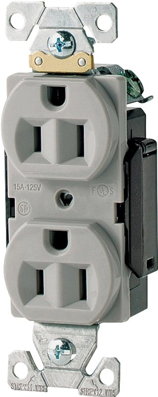 Cooper Wiring Arrow Hart Ah5252w Straight Blade Duplex Receptacle, 125 Volt, 15 Amp