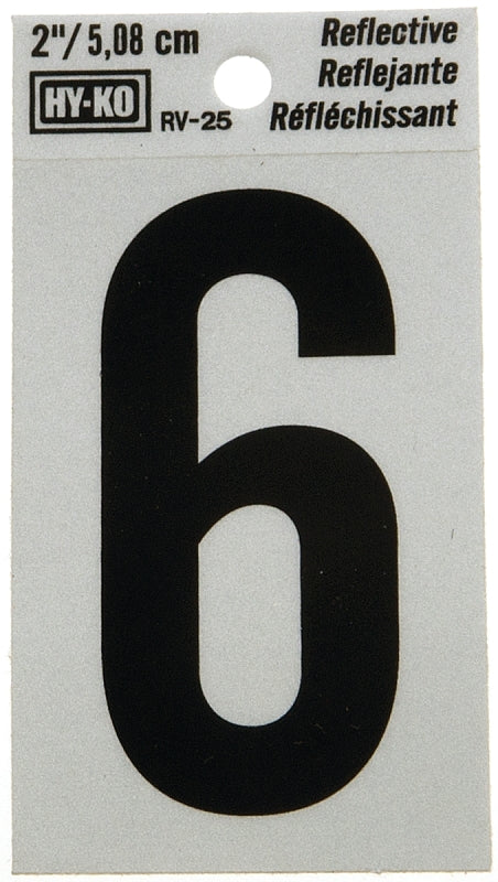 Hy-Ko Products Hy-Ko 2" Self Stick Reflective Letter Number [Set of 10] Number: 6 RV-25/6