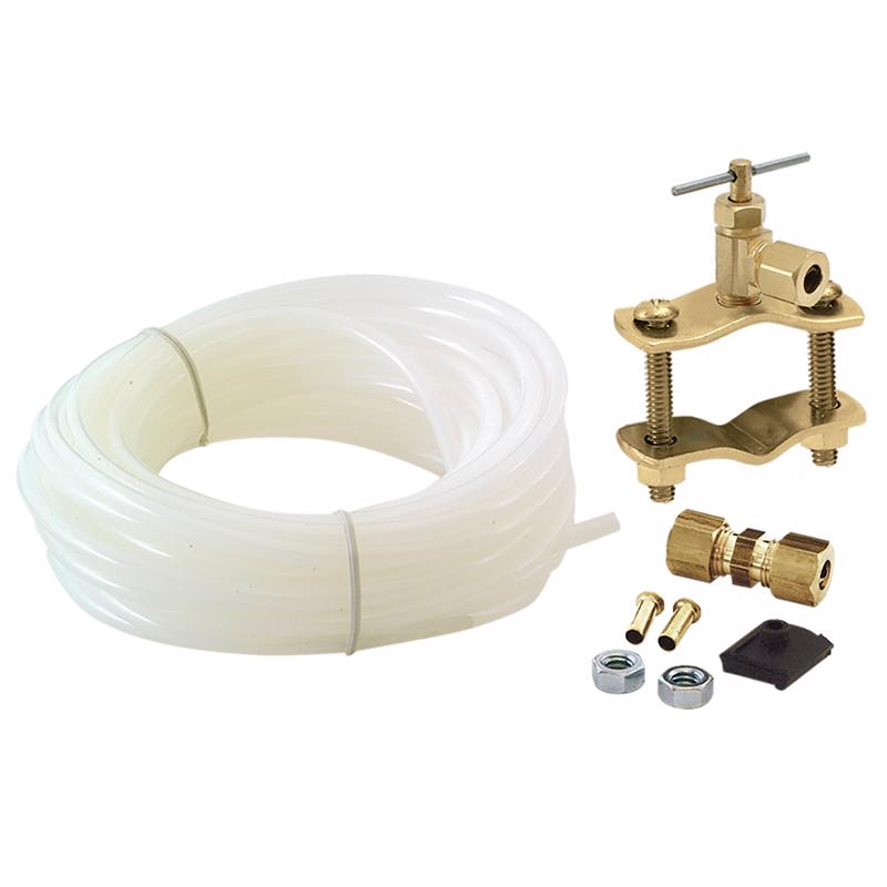 Eastman Ice Maker Installation Kit with Brass Inserts, 1/4 Inch Compression, 25 Foot Polyethylene Ice Maker Connectors, White, 48362