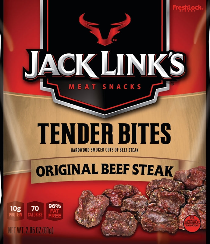 Jack Link's Beef Tender Jerky Tender Bites, Original, 2.85 oz – Flavorful Meat Snack for Lunches, 10g of Protein and 70 Calories, Made with Premium Beef - No Added MSG or Nitrates/Nitrites