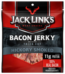 Jack Link's Bacon Jerky, Hickory Smoked - Flavorful Ready to Eat Meat Snack with 11g of Protein per Serving, Made with 100% Thick Cut Real Bacon, Protein Snack, Keto Friendly, 2.5 oz. 10000017288
