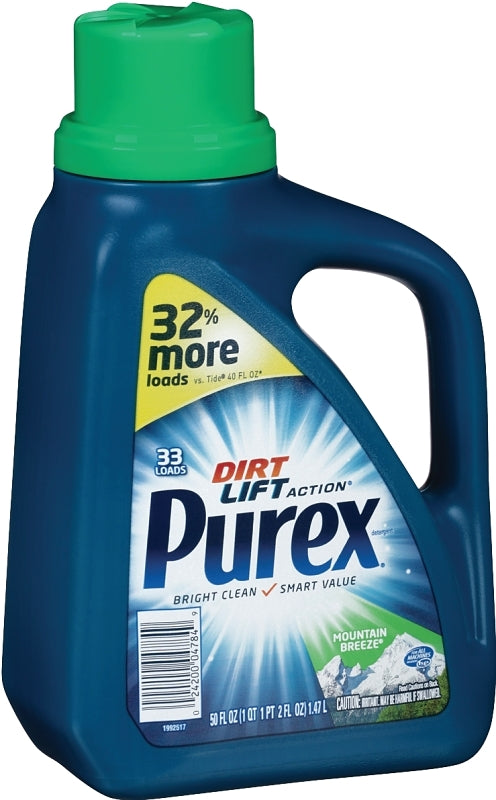 Purex Ultra Liquid Laundry Detergent in Mountain Breeze Scent - 50 Ounces, 33 Laundry Loads - Safe for HE and all Washing Machines 04784