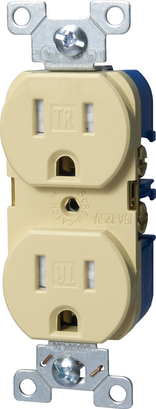 EATON TRBR15V-BXSP Arrow Hart Tr Duplex Receptacle, 125 V, 15 A, 2 Pole, 3 Wire, Ivory
