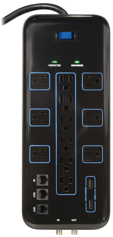 Powerzone, Black OR504142 Heavy Duty Surge Protector