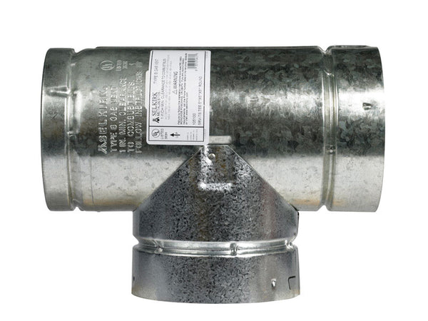 Selkirk 5 in. x 5 in. x 5 in. Aluminum/Galvanized Steel Stove Pipe TeeTee CapFlow TeeChimney Pipe TeeStove Vent TeeStandard Gas Vent Tee 185100 (2-Pack)