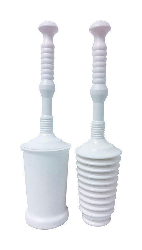 Master Plunger MP500-4TB Heavy Duty Bathroom Toilet Plunger Kit with Tall Bucket Caddy Equipped with Air Release Valve, White