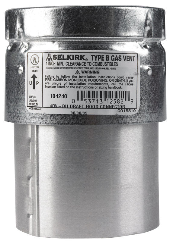 Selkirk Adjustable Aluminum/Galvanized Steel Draft Hood Connector
