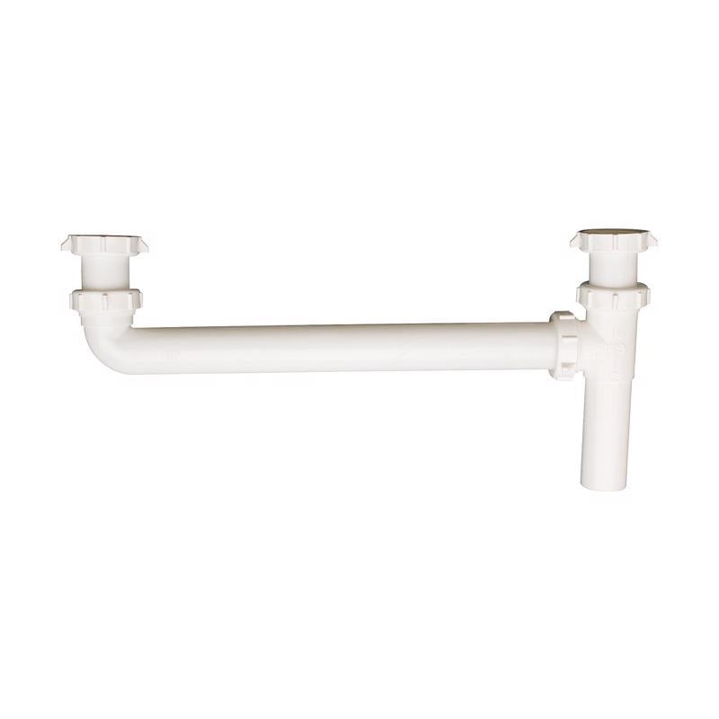 Plumb Pak PP925W End Waste Outlet with Baffle Tee, 1-1/2 in Inlet, Slip Joint/Direct Connect, Plastic, 1-1/2'' x 16'', White