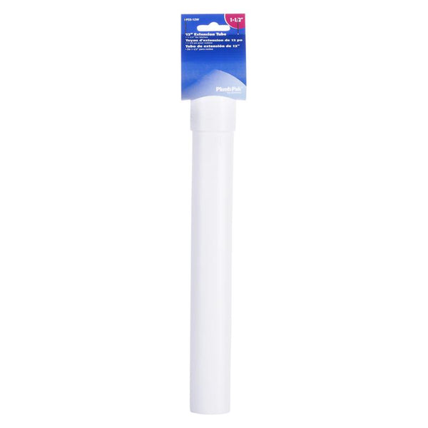 Plumb Pak PP55-12W Extension Tube, 1-1/2 in Dia X 12 in L, Slip Joint, Plastic, 1-1/2" x 12", White