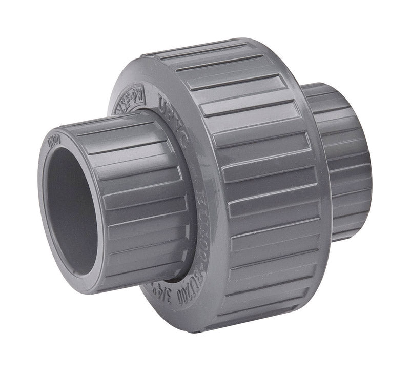 NDS U-1000-S PVC Pipe Fitting, 1-Inch Slip Union, Schedule 80, EPDM O-Ring, Gray