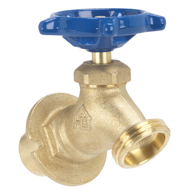 Sillcock, Solder, Brass, 1/2 & 3/4 x 3/4-Hose