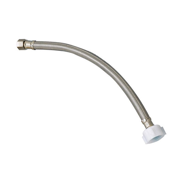 Plumb Pak PP23804 E-Z Toilet Supply Tube with Flag Label, 3/8 in Compression X 7/8 in Ballcock, 9 in L, Stainless Steel, 9"