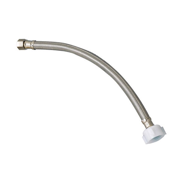 Plumb Pak PP23805 E-Z Toilet Supply Tube with Flag Label, 3/8 in Compression X 7/8 in Ballcock, 12 in L, Stainless Steel
