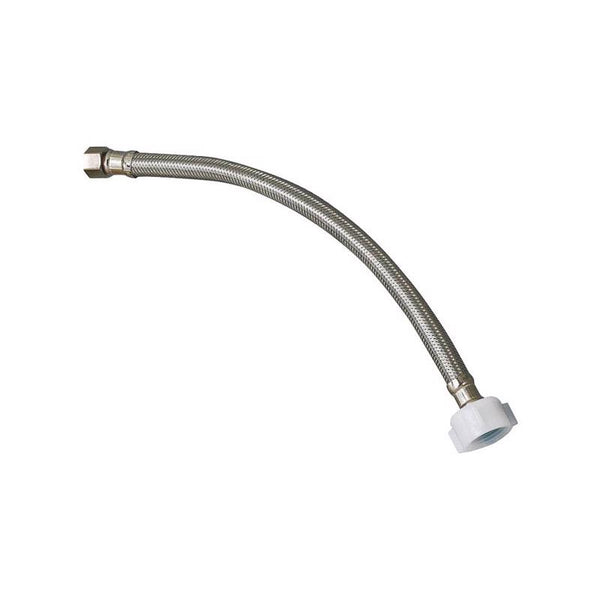 Plumb Pak PP23806 E-Z Toilet Supply Tube with Flag Label, 3/8 in Compression X 7/8 in Ballcock, 20 in L, Stainless Steel, Silver