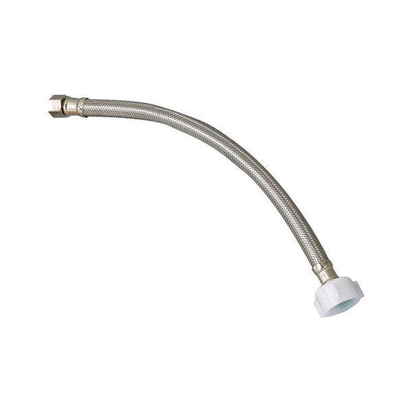 Plumb Pak PP23807 E-Z Toilet Supply Tube with Flag Label, 3/8 in Compression X 7/8 in Ballcock, 16 in L, Stainless Steel