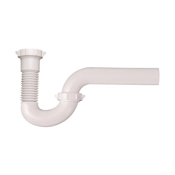 Plumb Pak PP21240 Flex 'N Fix P Trap with Reducing Washer, Inlet, 1-1/2" x 1-1/4", White