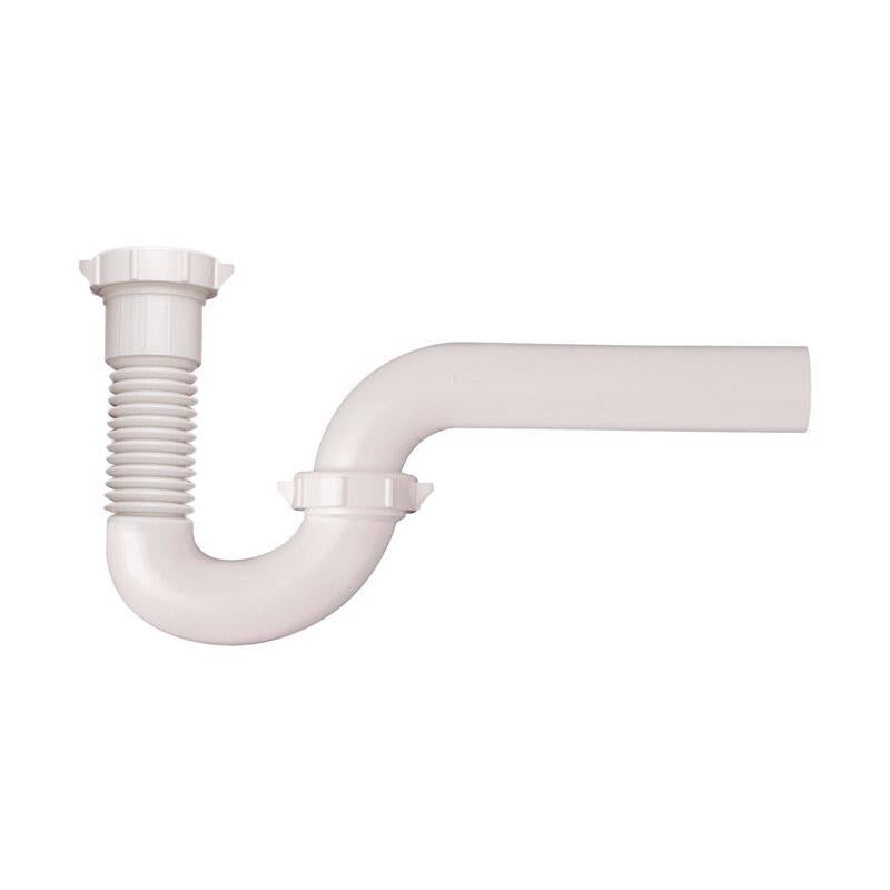 Plumb Pak PP21240 Flex 'N Fix P Trap with Reducing Washer, Inlet, 1-1/2" x 1-1/4", White