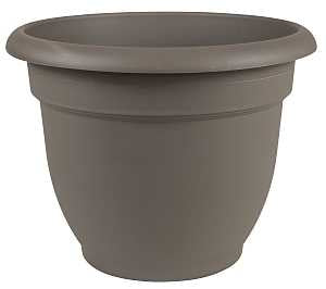 Bloem Ariana 16" Self-Watering Plastic Planter - Rolled Rim Indoor/Outdoor Garden Pot, Charcoal AP16908