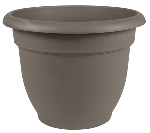 Bloem Ariana 16" Self-Watering Plastic Planter - Rolled Rim Indoor/Outdoor Garden Pot, Charcoal AP16908