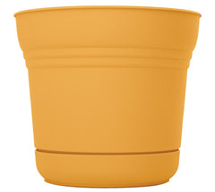 Bloem Saturn Round Planter with Saucer Tray: 10" - Earthy Yellow - Durable Plastic Pot, Matte Finish, Removable Saucer, for Indoor & Outdoor Use, Gardening, 1.5 Gallon Capacity SP1023