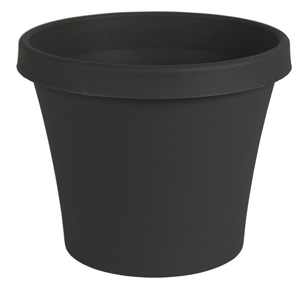 Bloem Terra Pot Planter (TR0800), Black, 8" (Saucer not included)