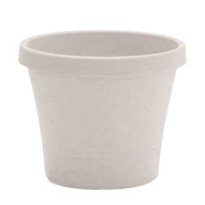 Bloem Terra 12" Diameter Round Vanilla Bean Resin Planter Pot with Pre-Drilled Drainage Holes for Indoor and Outdoor Gardening, Made in USA