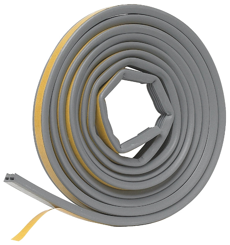 Frost King V27GA D-Section Rubber Self-Stick Weatherseal Tape, 9/16" W, 5/16" T, 10 ft L, Grey
