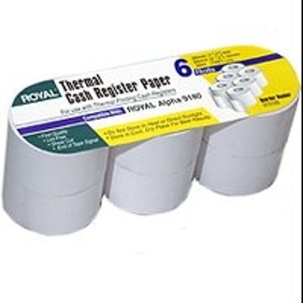 Royal 013125 Cash Register Roll, Thermal Paper, 1-1/2 in W x 85' L