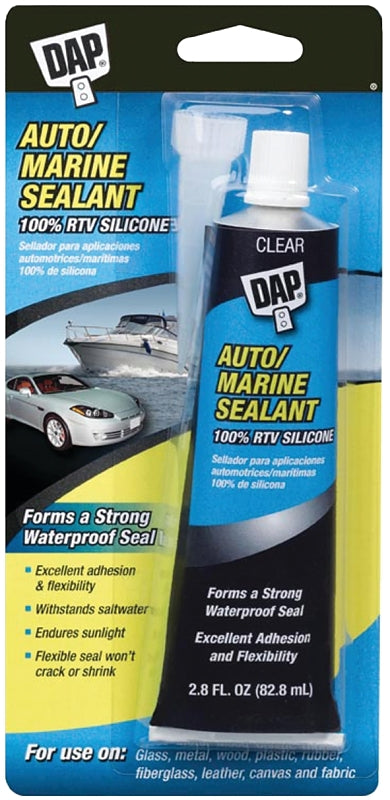 Dap 00694 2.8-Ounce Silicone Rubber Auto/Marine Sealant, Clear