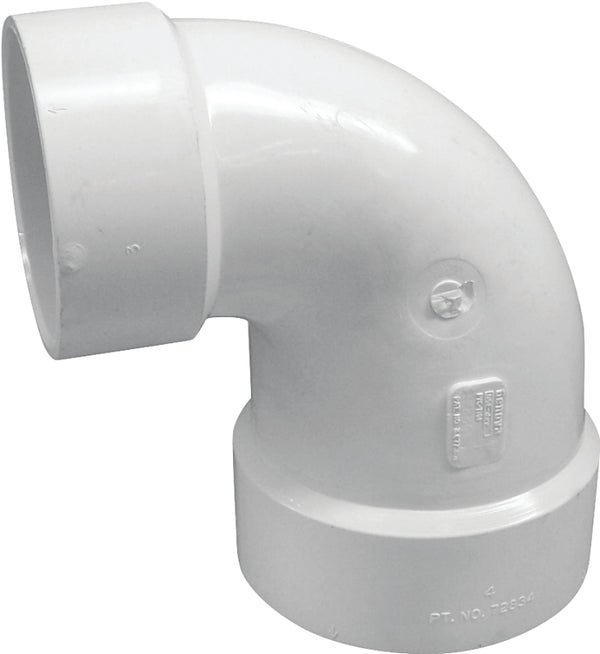 Canplas 192223 PVC DWV 90-Degree Bend 4 x 3 1/4-Inch, White