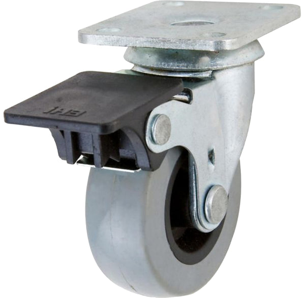 Shepherd Hardware 3542 G1 2-Inch Medium Duty Plate Caster with Brake, 88-lb Load Capacity