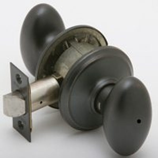 SCHLAGE Sienna Bed/Bath Privacy Door Knob with Lock, Aged Bronze F40VSIE716