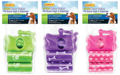 19342 Rhode Island Textile 19342 Dog Waste Bags with Dispenser, 75 Count, Green, Pink and Purple, Green/Pink/Purple
